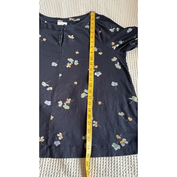 J. Jill Navy Blue Cotton Blend 3/4 Sleeve Peasant Keyhole Boho Top XL - Picture 7 of 10